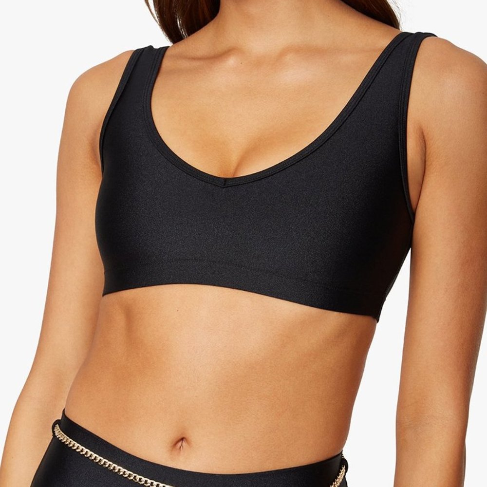 WeWoreWhat V-Neck Metallic Sports Bra